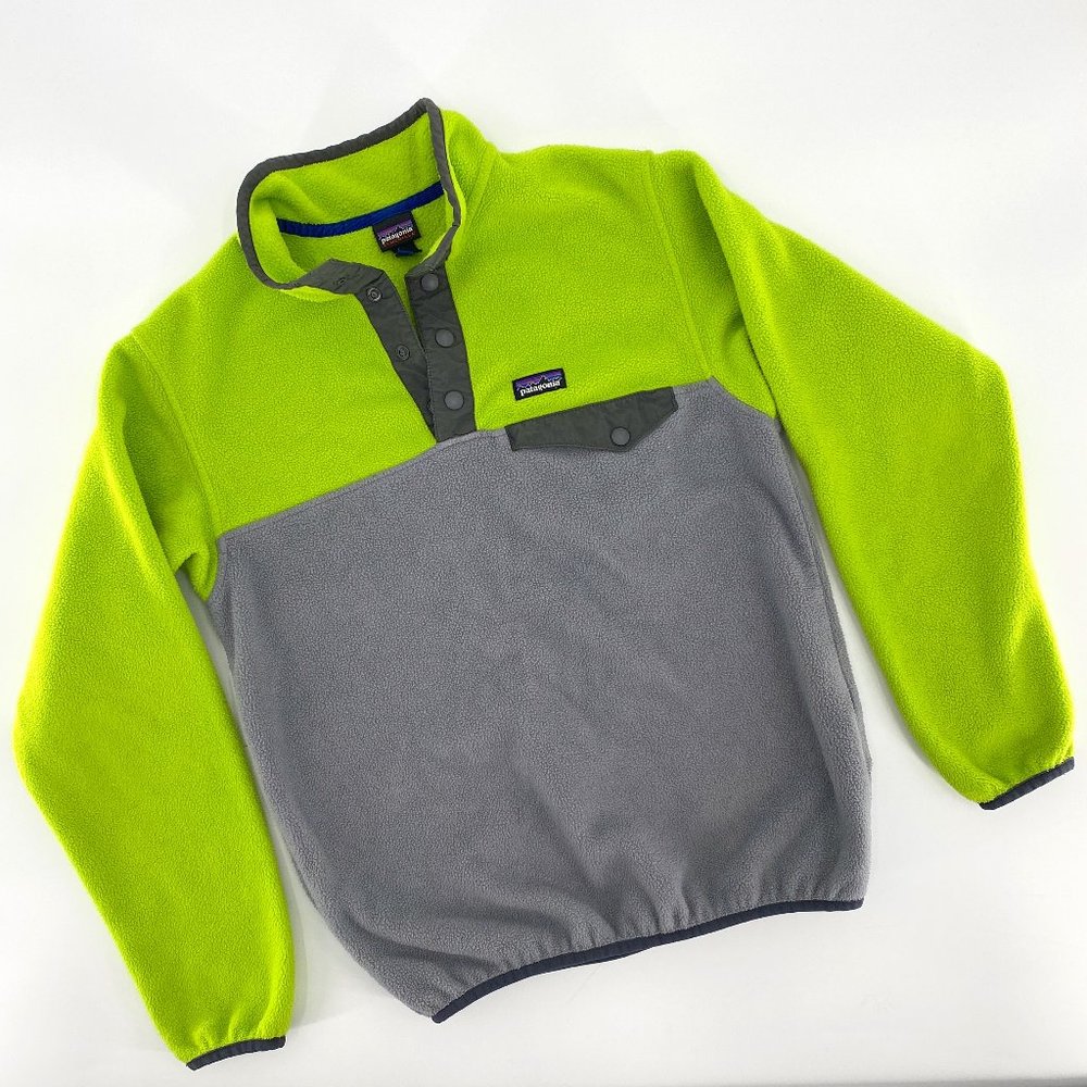 Patagonia Kids Lime Green and Gray Sweatshirt